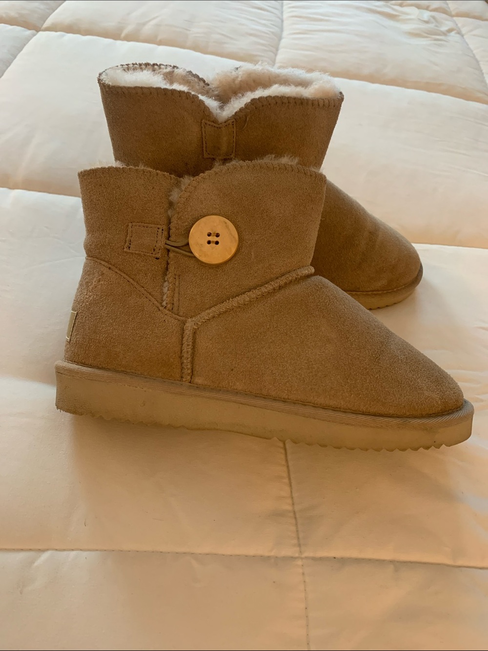 Dream Pairs Tan Suede Button Short Boot Slippers